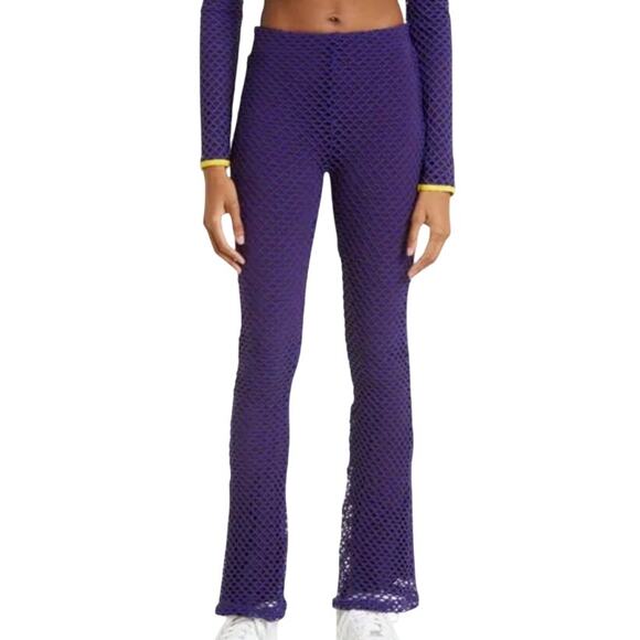 Sammy B Nordstrom Diamond Mesh Bootcut Pants Purple Lined Size M NWT - Picture 1 of 9